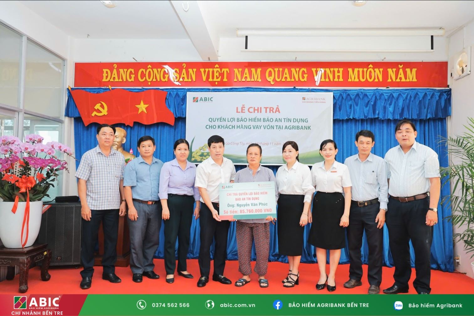 Bảo hiểm Agribank chi nhánh Bến Tre chi trả hơn 700 triệu đồng quyền lợi bảo hiểm cho khách hàng