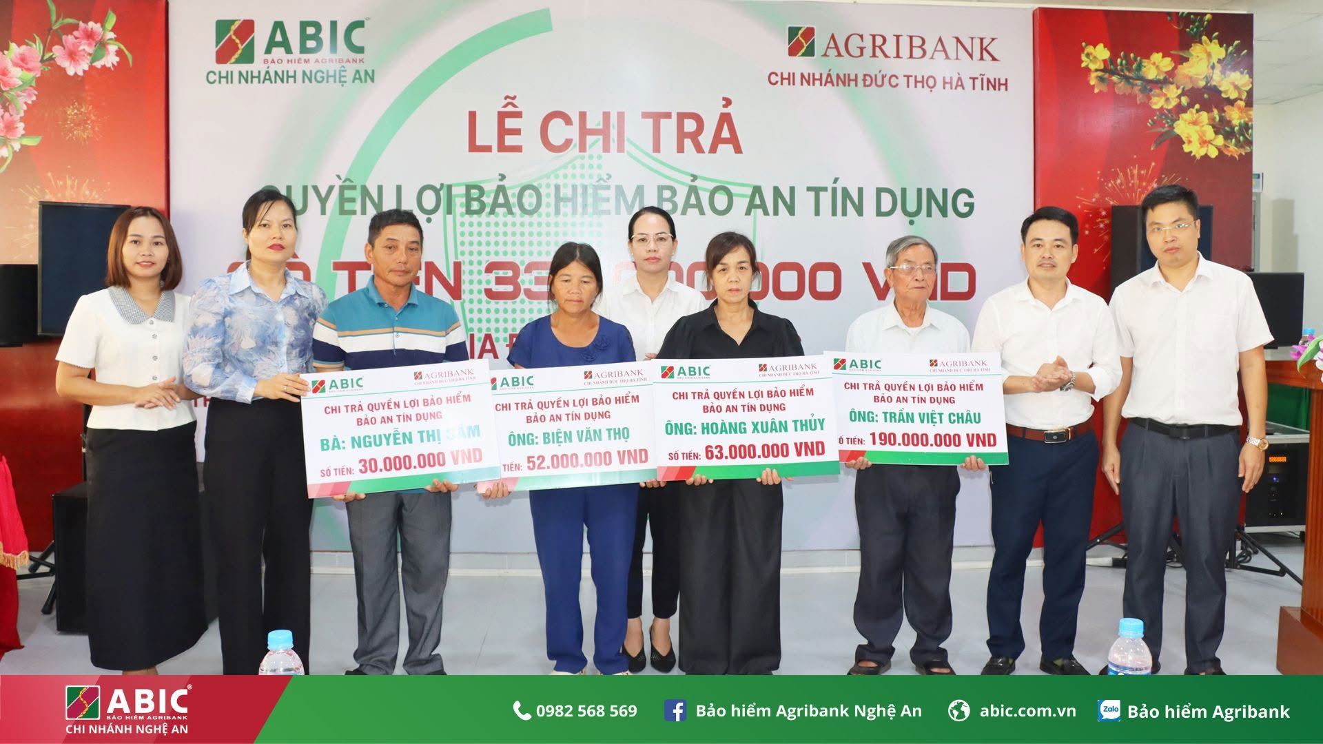 Bảo hiểm Agribank chi trả 335 triệu đồng quyền lợi Bảo an tín dụng cho khách hàng tại Hà Tĩnh