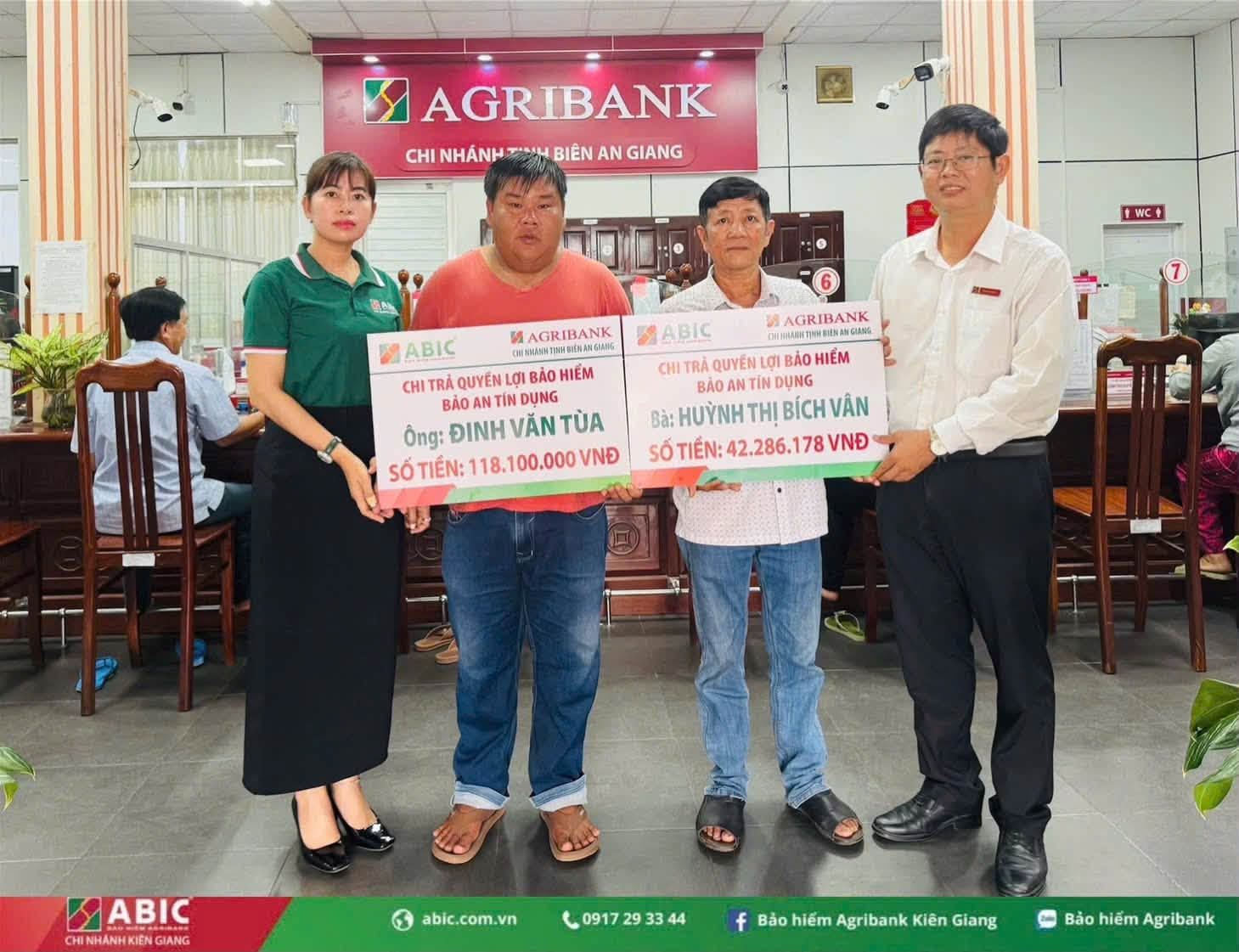 BẢO HIỂM AGRIBANK KIÊN GIANG CHI TRẢ HƠN 160 TRIỆU ĐỒNG QUYỀN LỢI BẢO HIỂM BẢO AN TÍN DỤNG CHO KHÁCH HÀNG TẠI AN GIANG