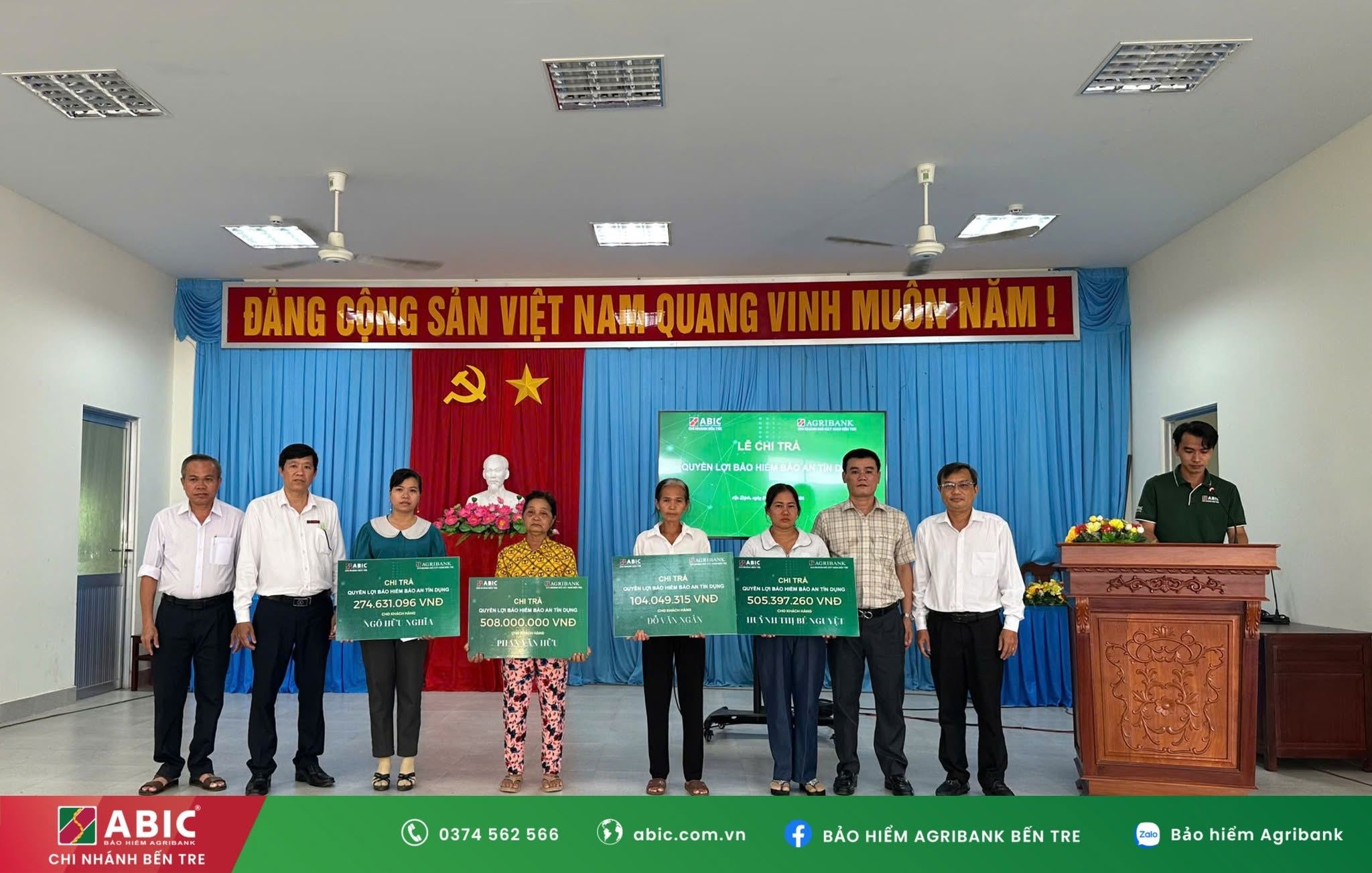 BẢO HIỂM AGRIBANK BẾN TRE CHI TRẢ GẦN 1,4 TỶ ĐỒNG QUYỀN LỢI BẢO HIỂM BẢO AN TÍN DỤNG CHO KHÁCH HÀNG VAY VỐN
