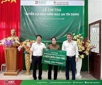 BẢO HIỂM AGRIBANK HỒ CHÍ MINH CHI TRẢ HƠN 2,2 TỶ ĐỒNG QUYỀN LỢI BẢO AN TÍN DỤNG CHO KHÁCH HÀNG VAY VỐN TẠI AGRIBANK CN GÒ DẦU