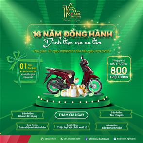 CHƯƠNG TRÌNH KHUYẾN MẠI “16 NĂM ĐỒNG HÀNH - DÀNH TRỌN VẸN AN TÂM” CỦA BẢO HIỂM AGRIBANK